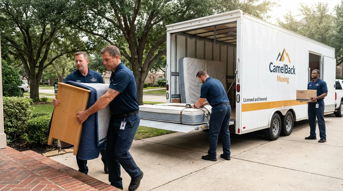 Crew loading residential truck for cross-state move from Milford, NJ