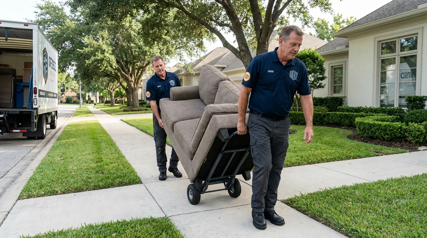 Local residential moving crew loading furniture in Milford, NJ